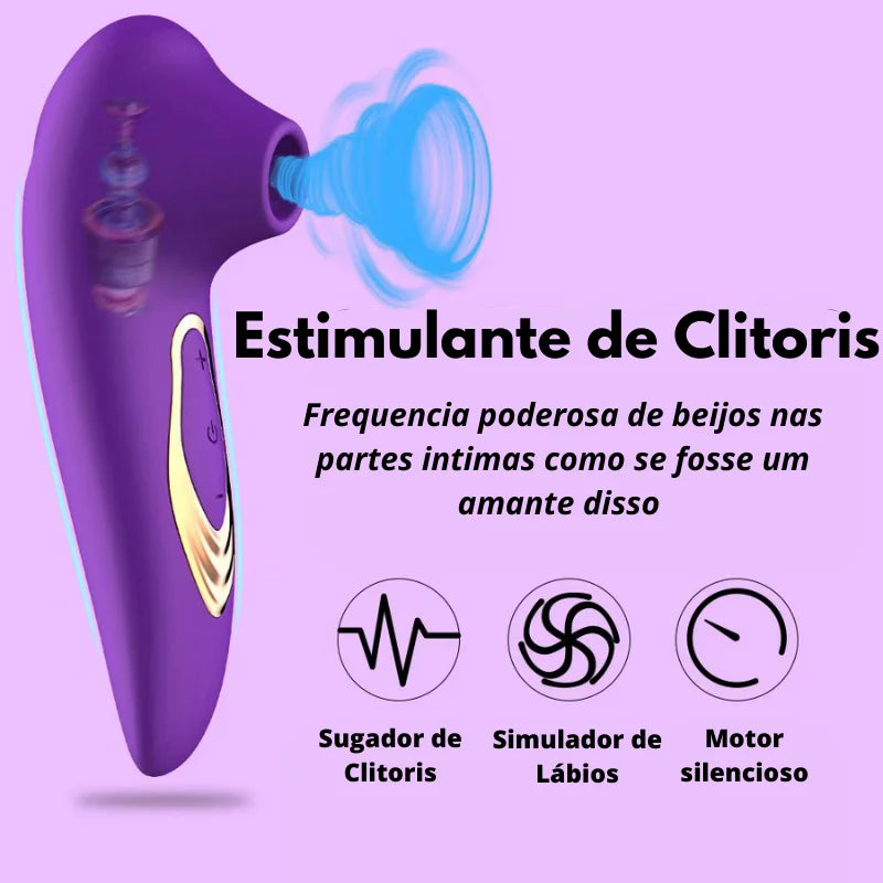 Sugador de clitóris oral realista, suga e vibra o clitóris ou mamilos