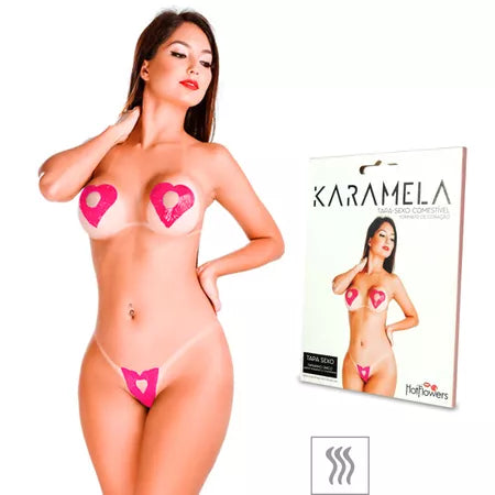 TAPA-SEXO COMESTÍVEL KARAMELA FORMATO CORAÇÃO (ST594)